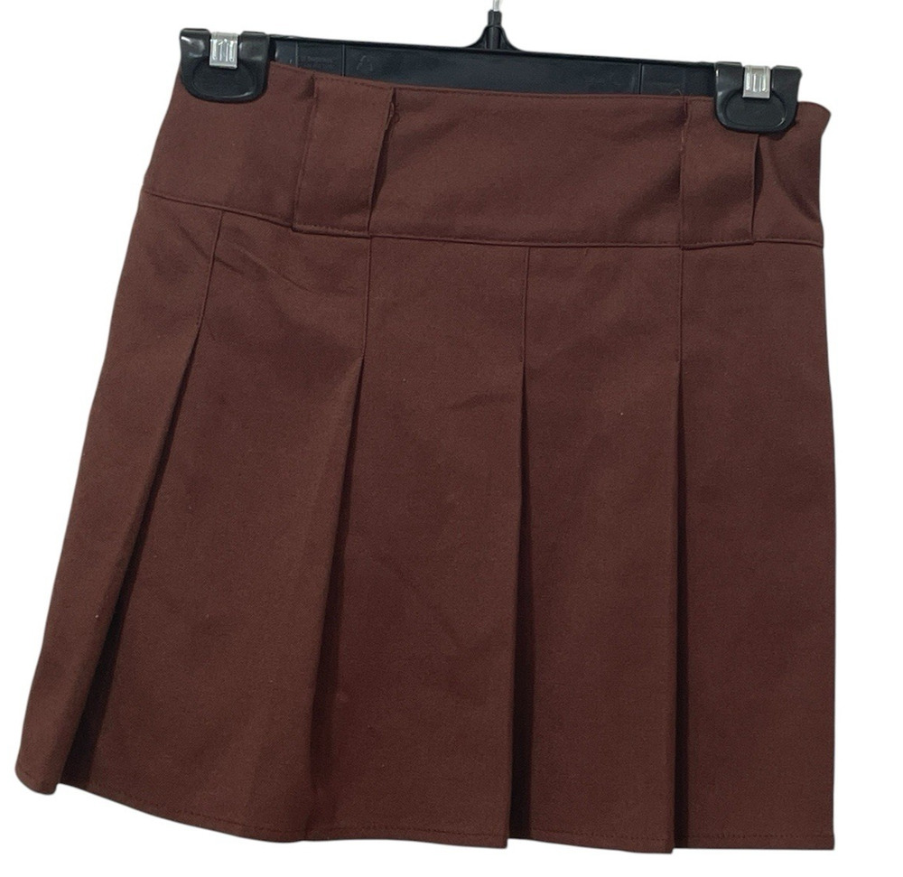Wild Fable Chocolate Brown Pleated Preppy Catholic Schoolgirl Mini Skirt XXS